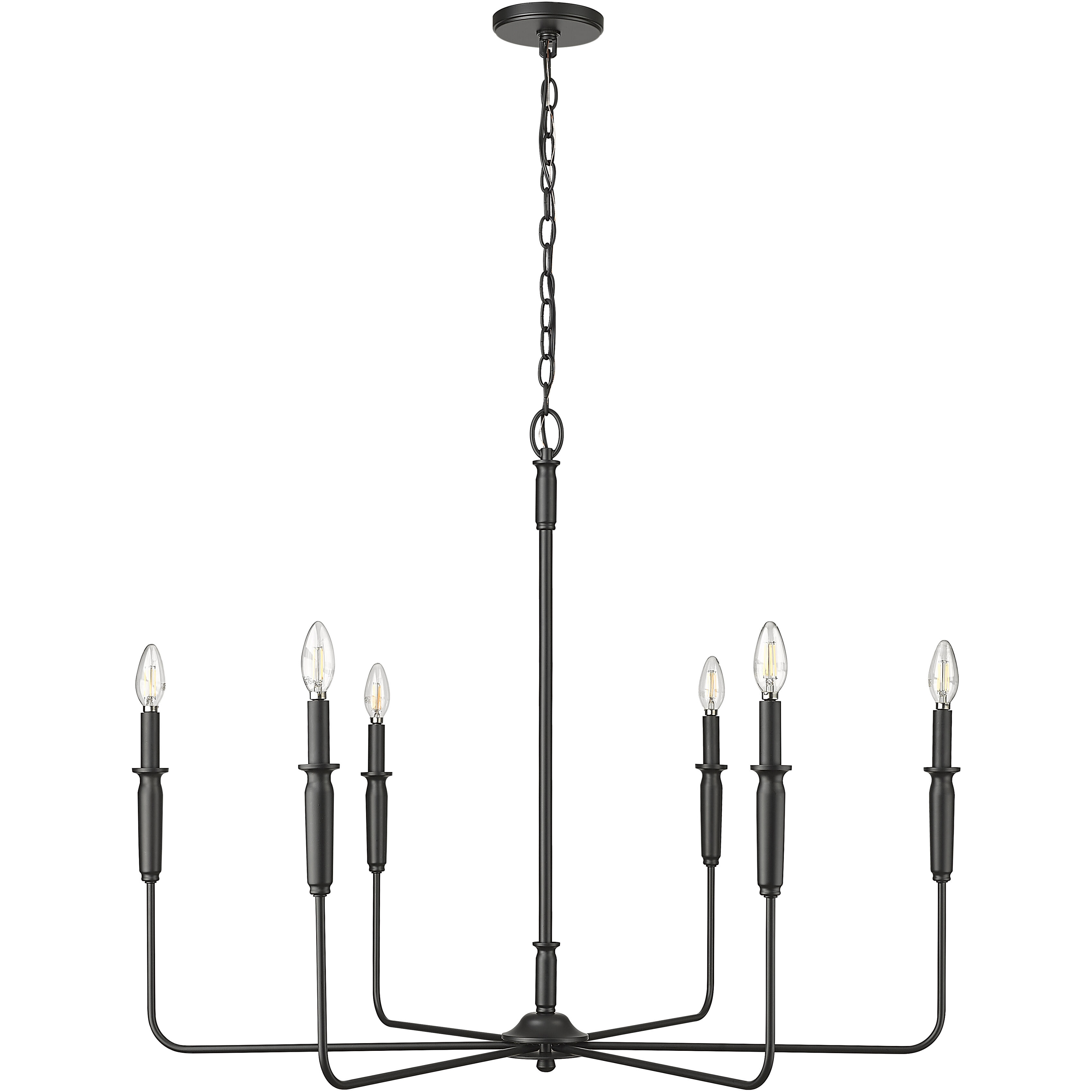 Savanne 6 Light 38 inch Matte Black Chandelier Ceiling Light